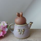 Madame Lapin stoneware teapot with its Apron Made in Japan