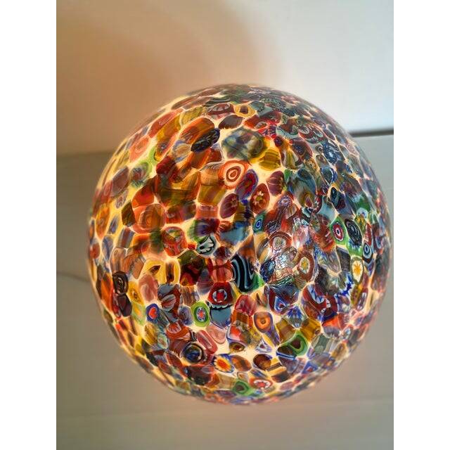Contemporary Floral Multicolor Murano Style Glass Egg Table Lamp, lot of 2 or a pair of chandeliers