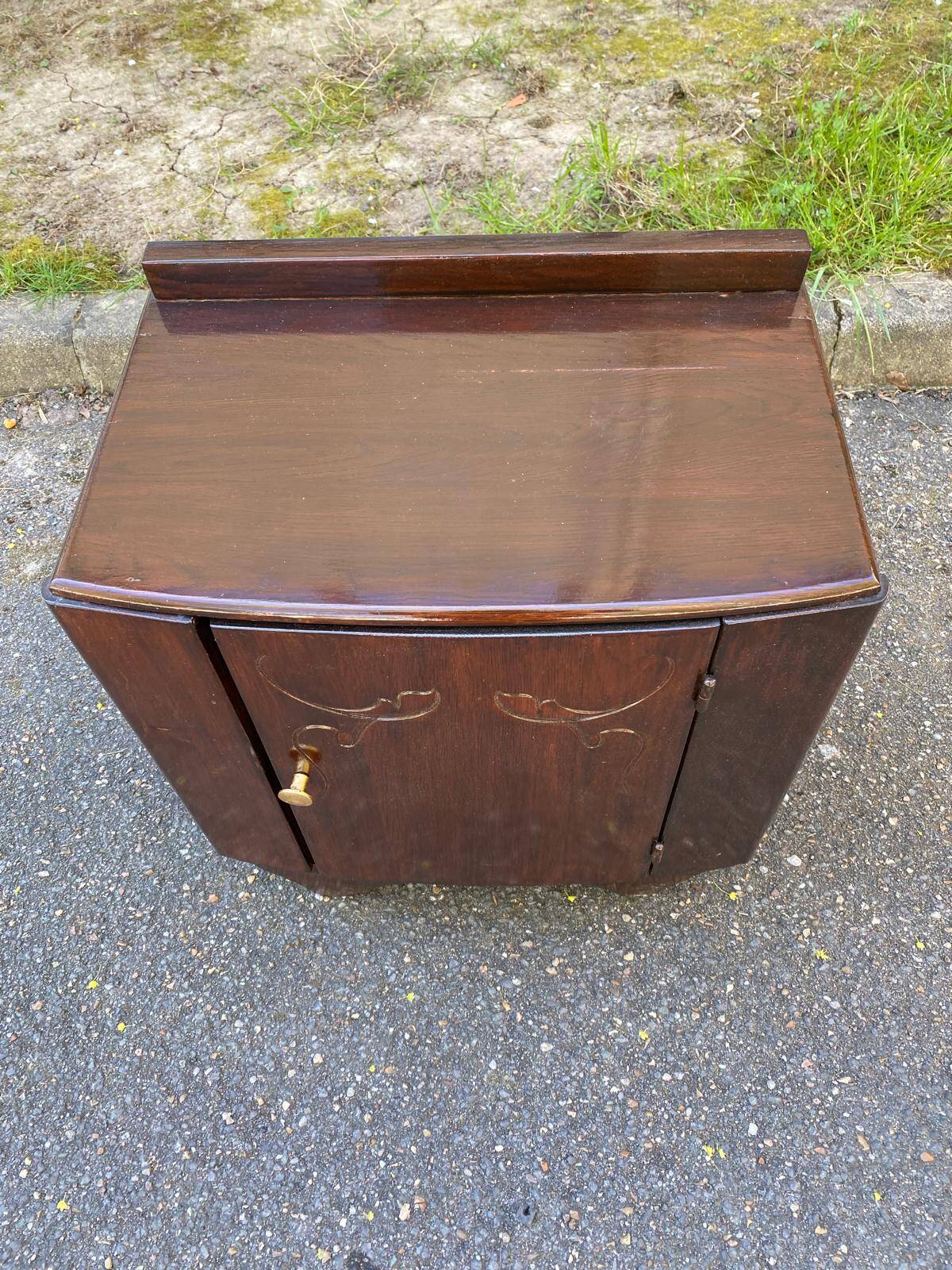 Art Deco bedside table in glossy dark oak