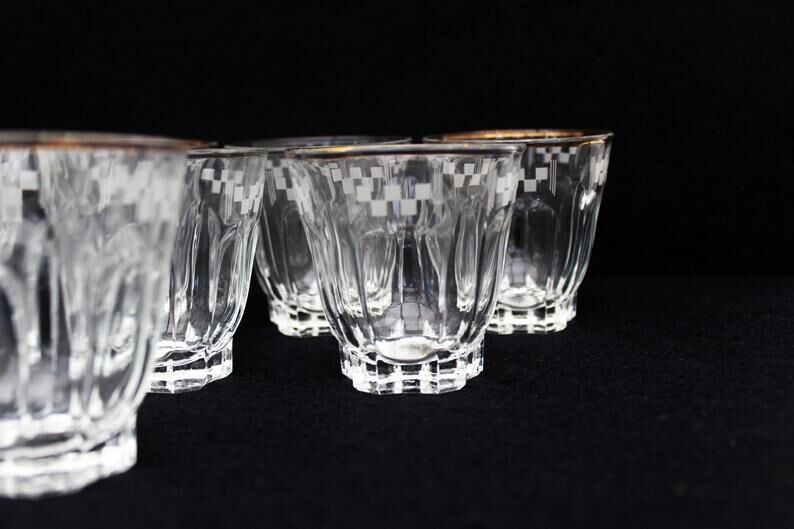 9 vintage french aperitif glasses