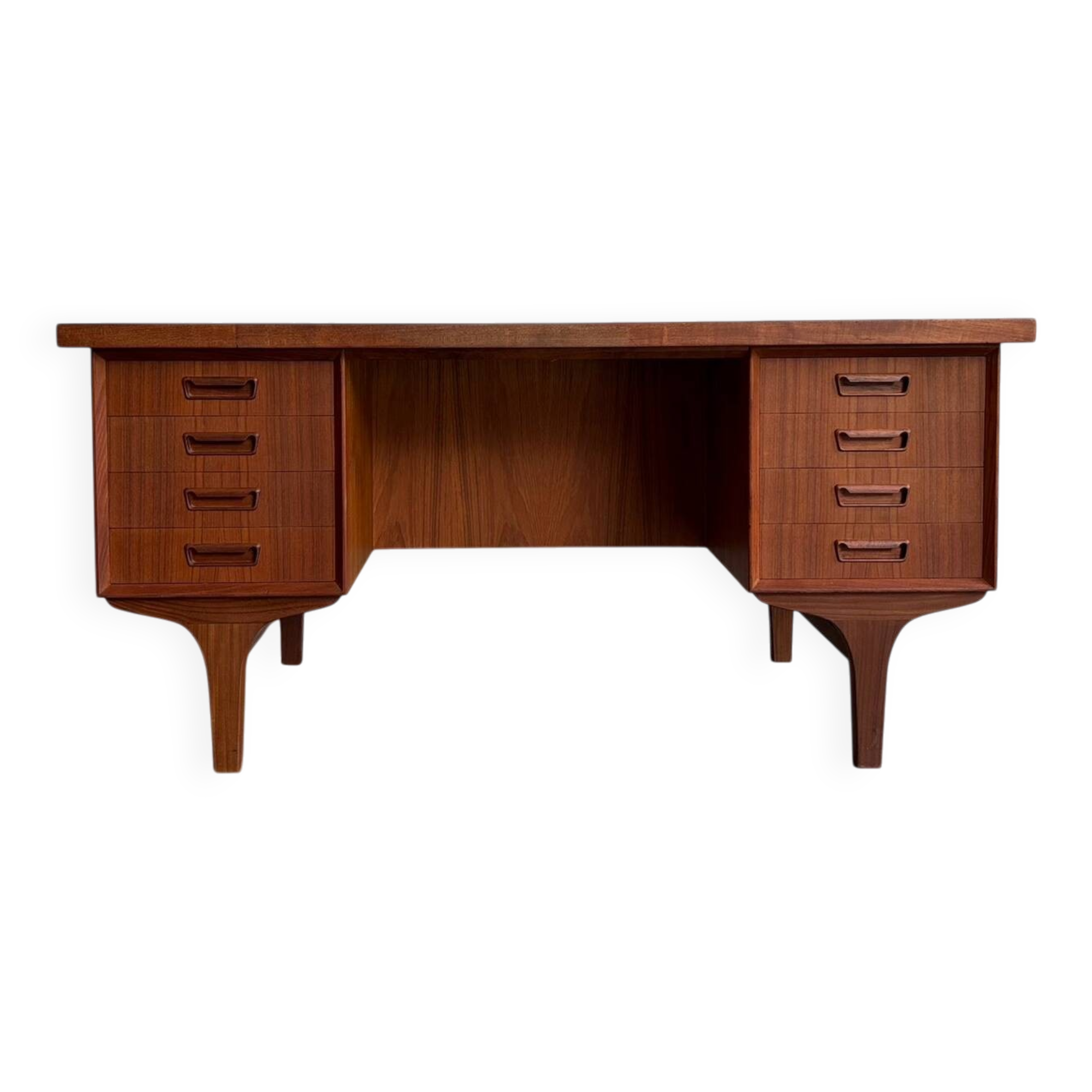 Big vintage Danish freestanding desk in teak
