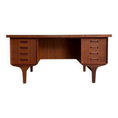 Big vintage Danish freestanding desk in teak