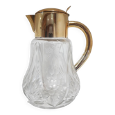 Carafe, transparent crystal, gilded brass, Germany, 1950s