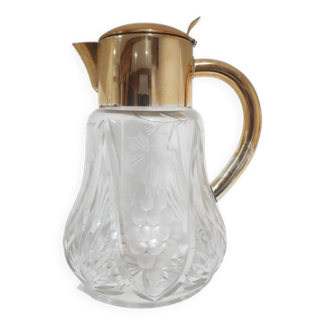 Carafe, transparent crystal, gilded brass, Germany, 1950s