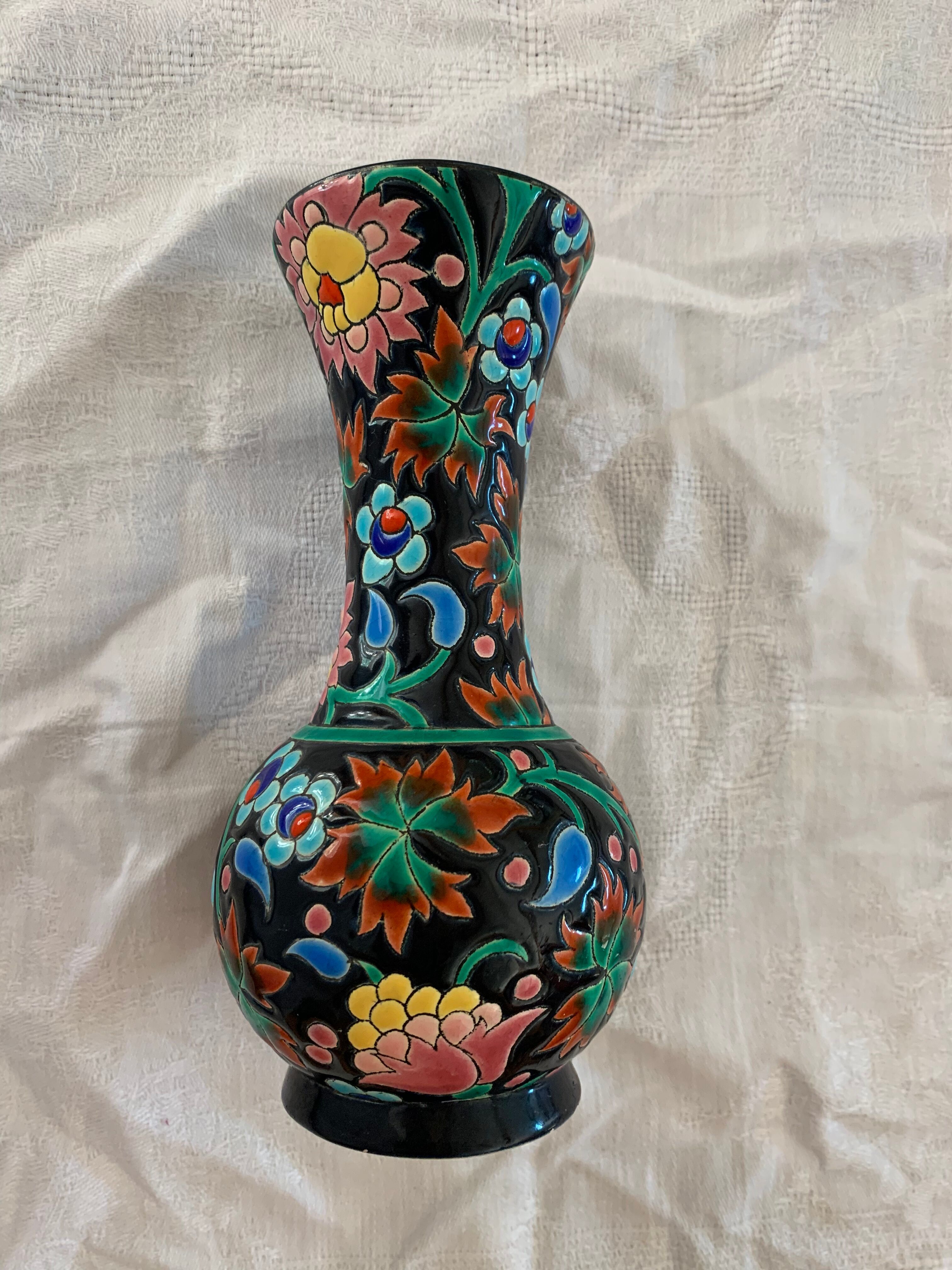 Enamel vase of Longwy