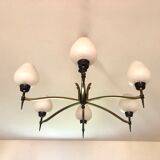 Lustre moderniste aux 6 flambeaux 1950