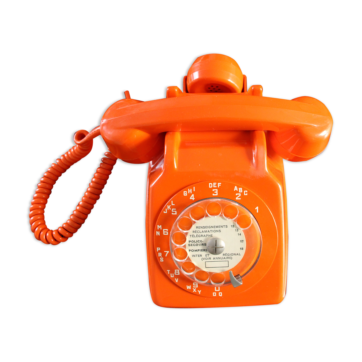 Vintage phone with orange dial 70's