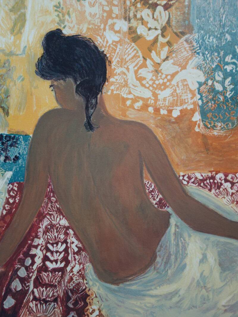 Nancy DELOUIS: Nude from behind, original signed lithograph