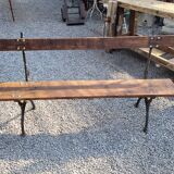 Garden bench cast iron bases and wooden seat