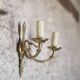 Pair of Empire style bronze wall lights, bronze wall light with palmette and swan neck.