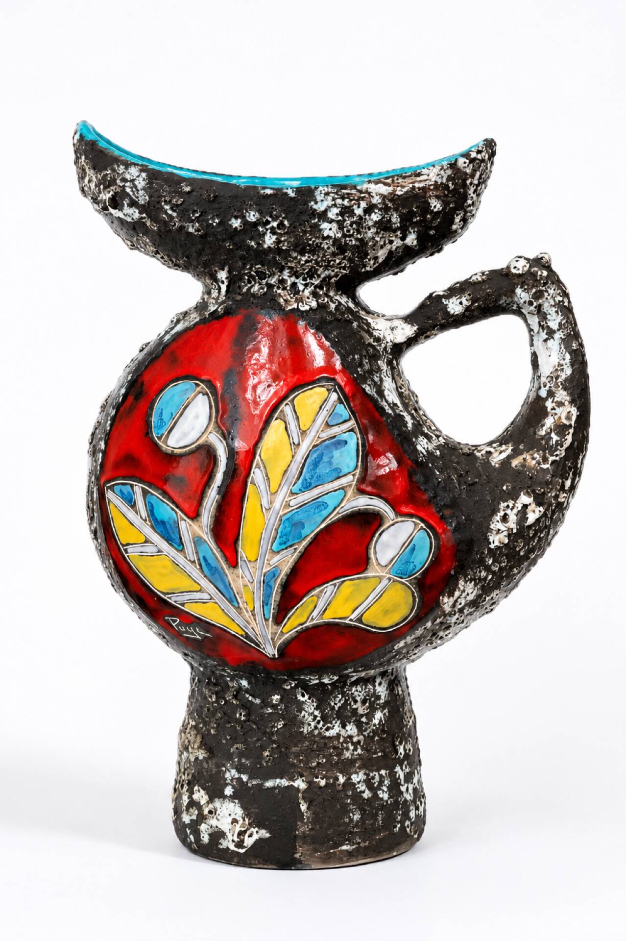Large PUGI jug in brutalist ceramic signed – Vallauris / Monaco