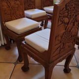 6 carved solid teak chairs