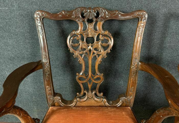 Pair of George II armchairs in 19th century mahogany era