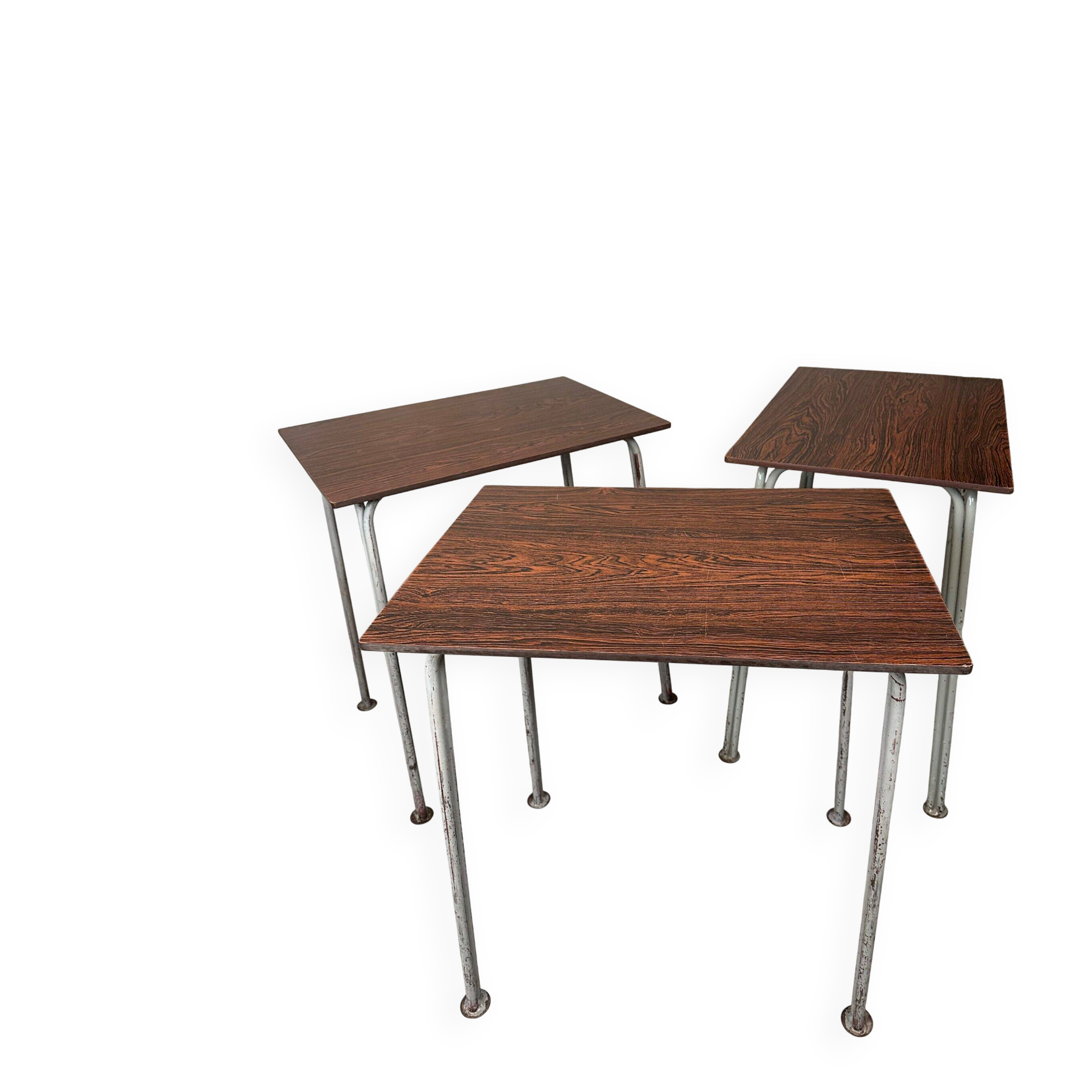 Vintage industrial school tables – steel and composite