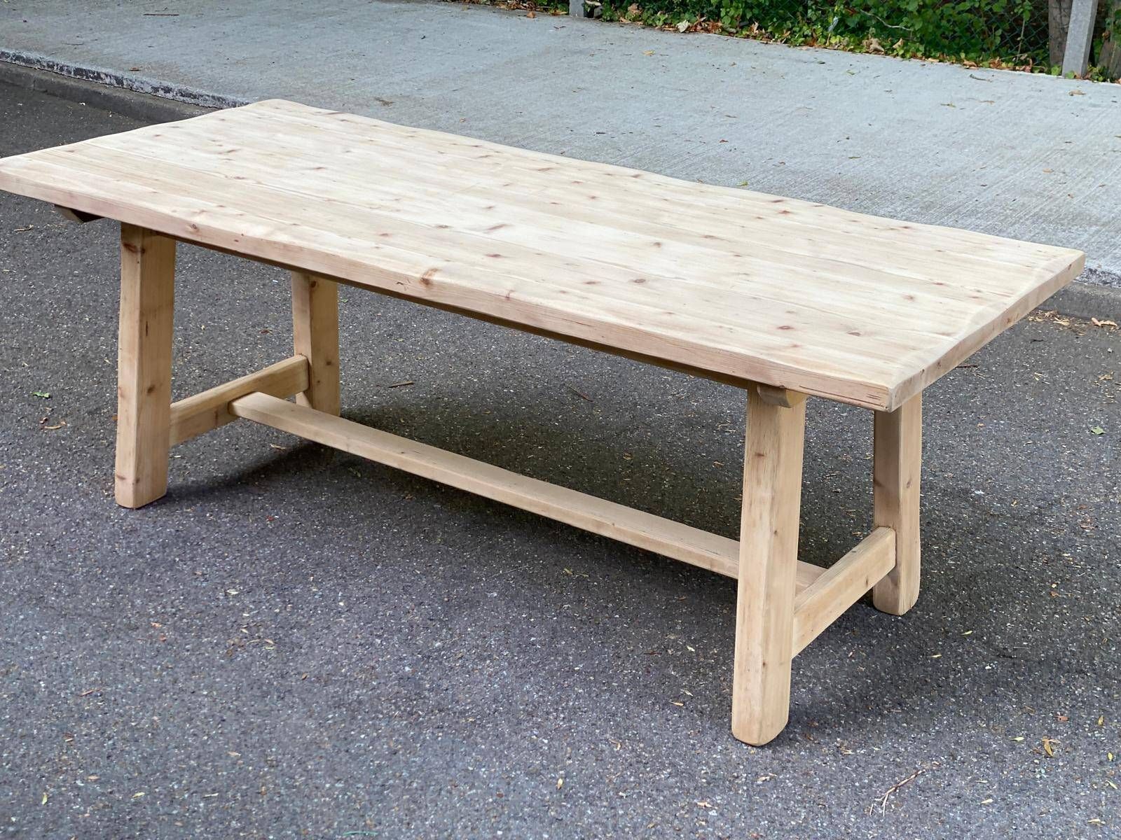 Large monastery farmhouse table stripped in raw wood, extendable from 200 to 300 cm.