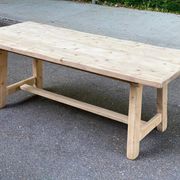 Grande table de ferme monastère décapée en bois brut extensible 200 à 300cm