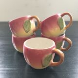 Service 5 tasses à thé barbotine rose