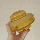 1 of 2 hand blown amber glass pendant lamp / redesign vintage hanging light