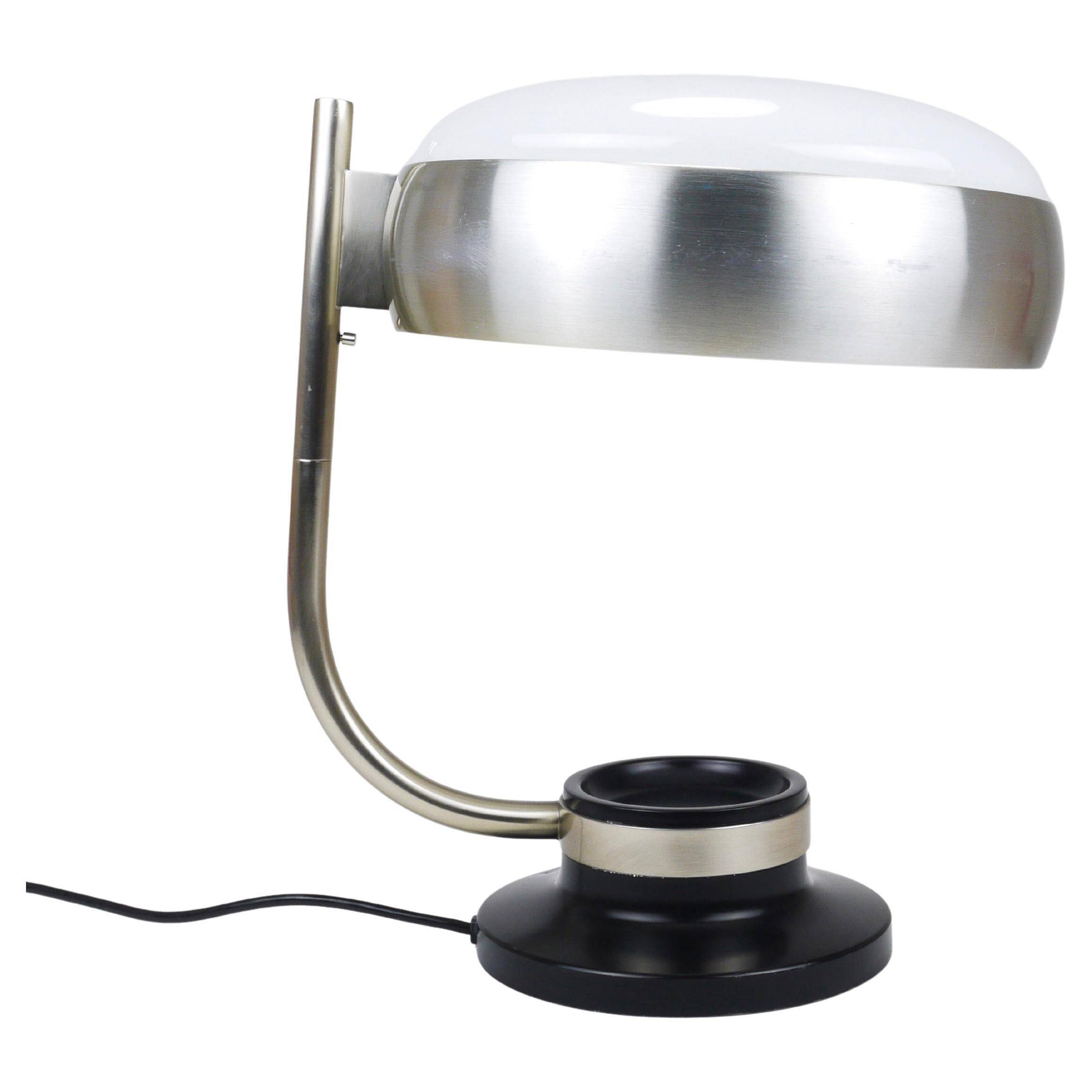 Oscar Torlasco black and nickel swivel desk lamp, Lumi Milano, Italy, 1960s.