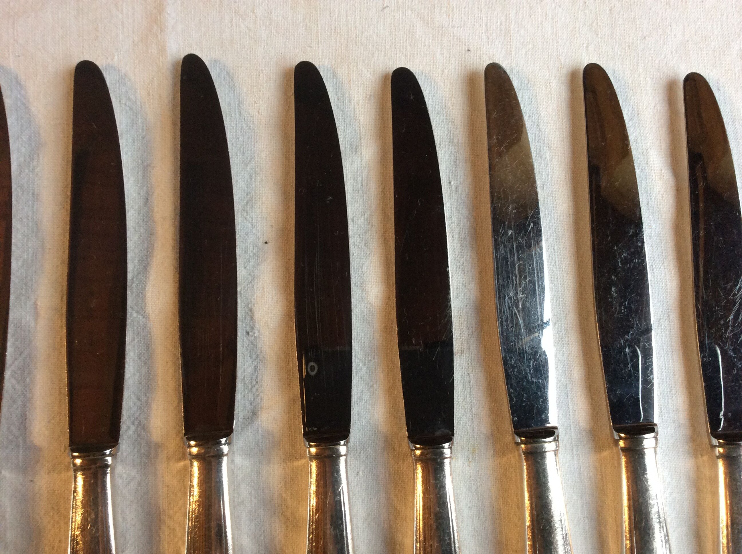 Art Deco silver metal knives