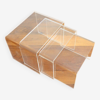 70s designer plexiglass nesting tables