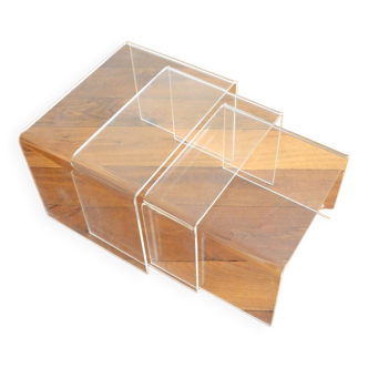 Tables gigognes plexiglas design années 70