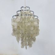 Mid-century mother of pearl Capiz shell Verner Panton style hanging lamp, 1970s