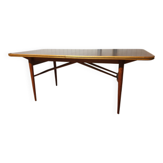 Mid-Century teak and rosewood dining table