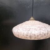 2 speckled pink opaline pendant lights