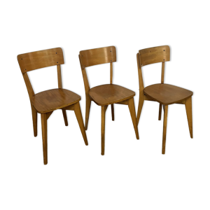 Série de 3 chaises bistrot - bois