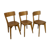 Set of 3 vintage wooden bistro chairs
