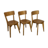 Série de 3 chaises bistrot en bois vintage