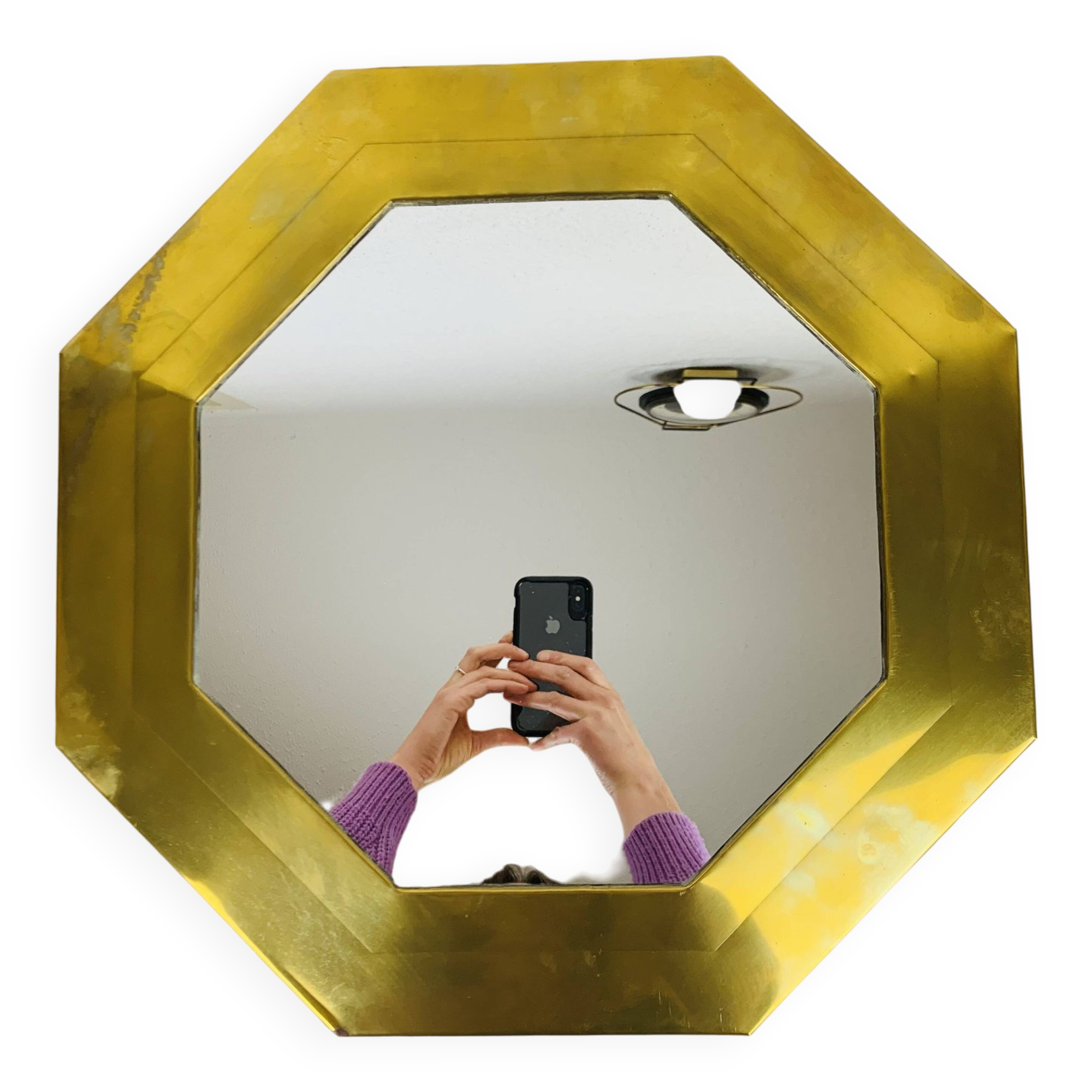 Vintage brass mirror 46 cm