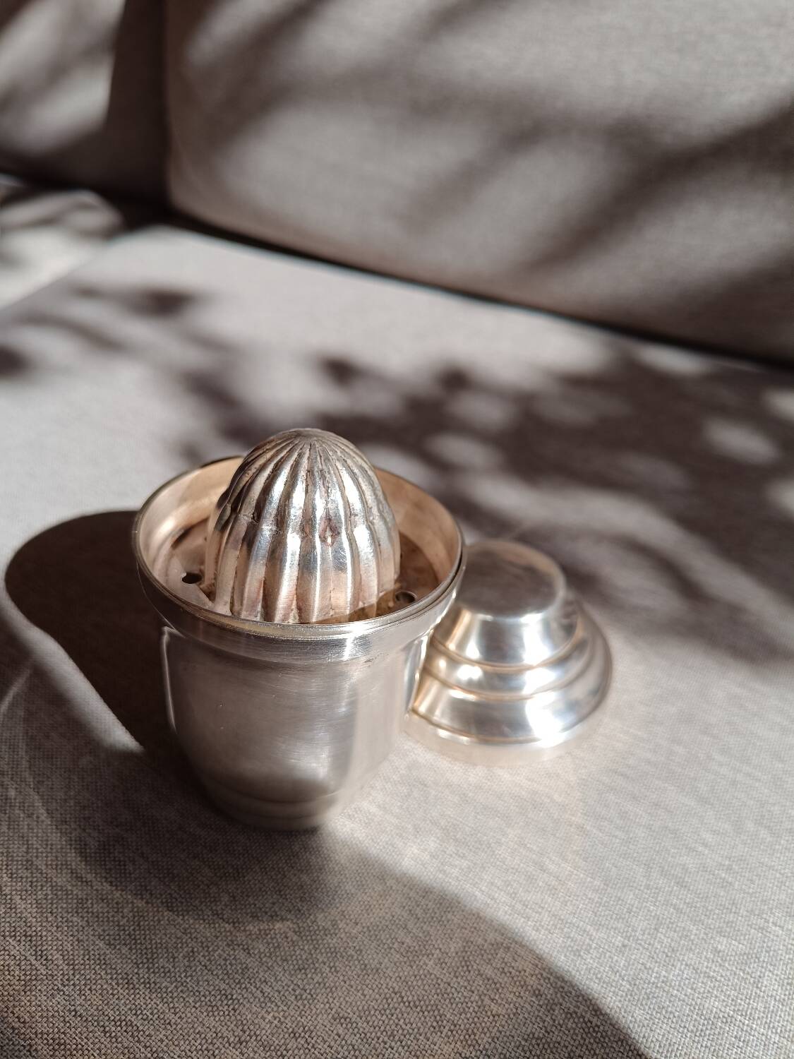 Silver metal citrus press tumbler