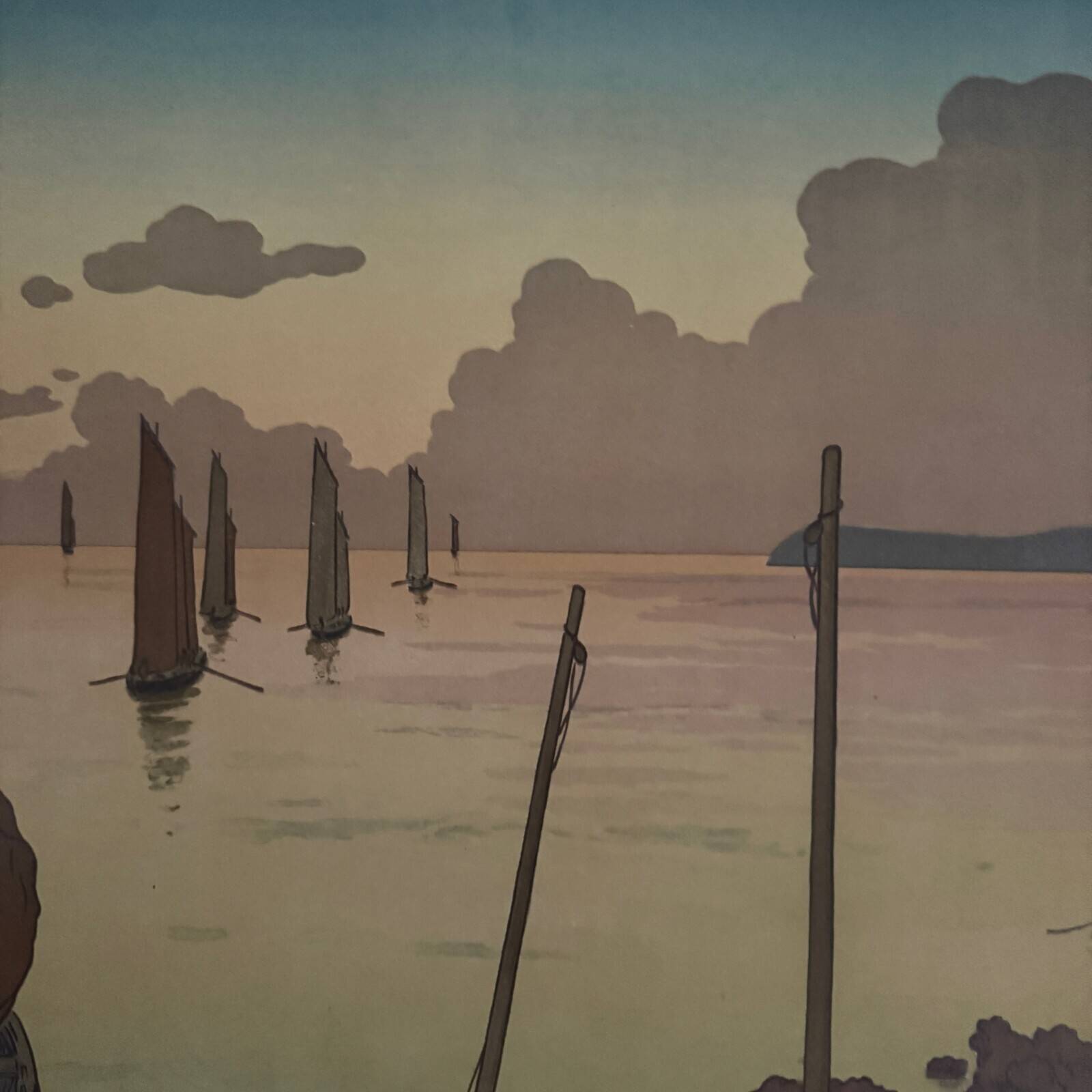 Lithograph by Henri Rivière The Sunset