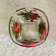 Unique whisky glass with a poppy design, handmade and signed by M.B.