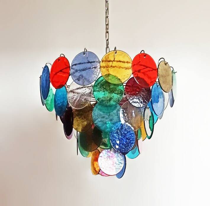 Vintage Murano glass chandelier with 10 lights, Italy 1980.