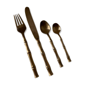 Vintage 1960s Bamboo Brass Cutlery Set