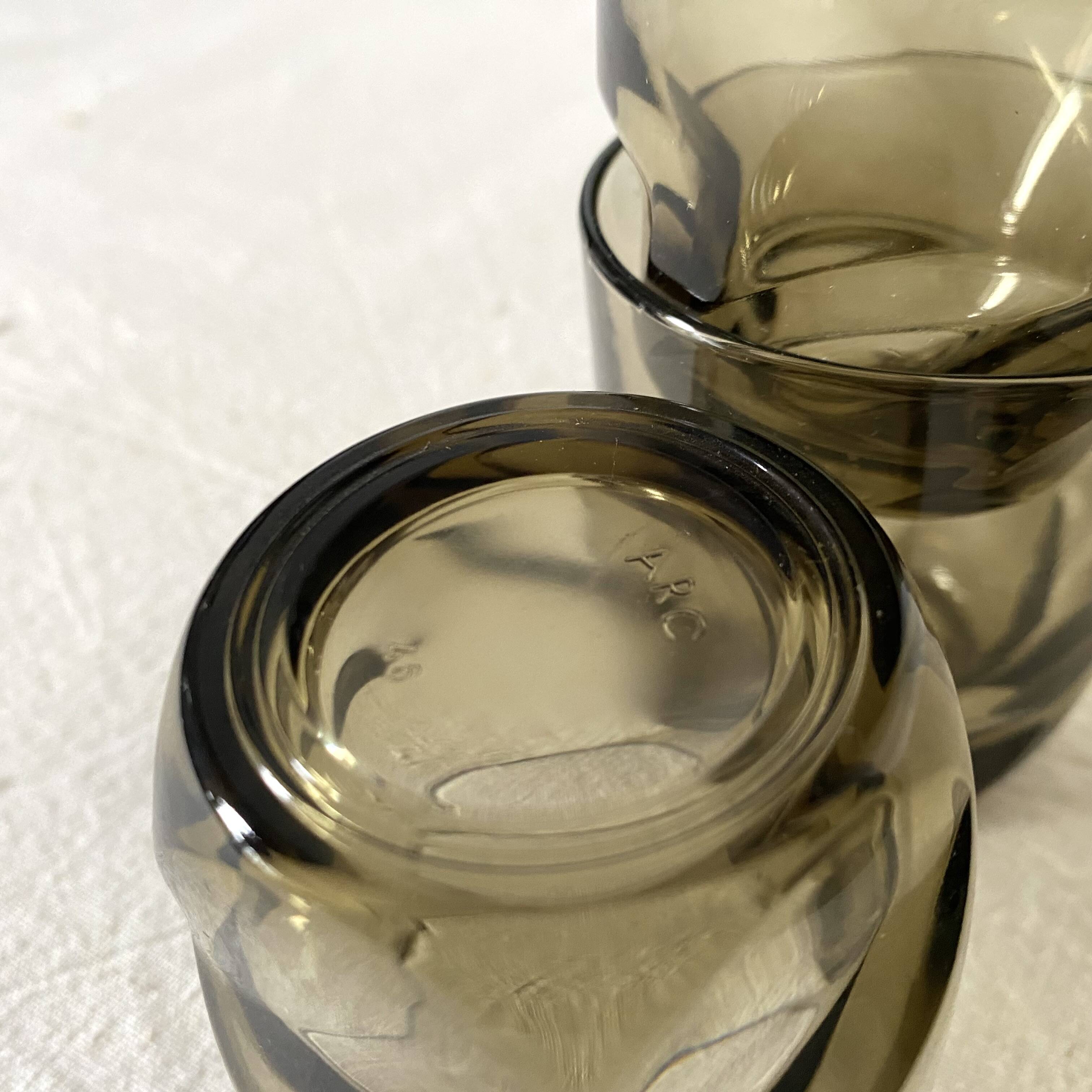 Smoked glass water glasses, 70s