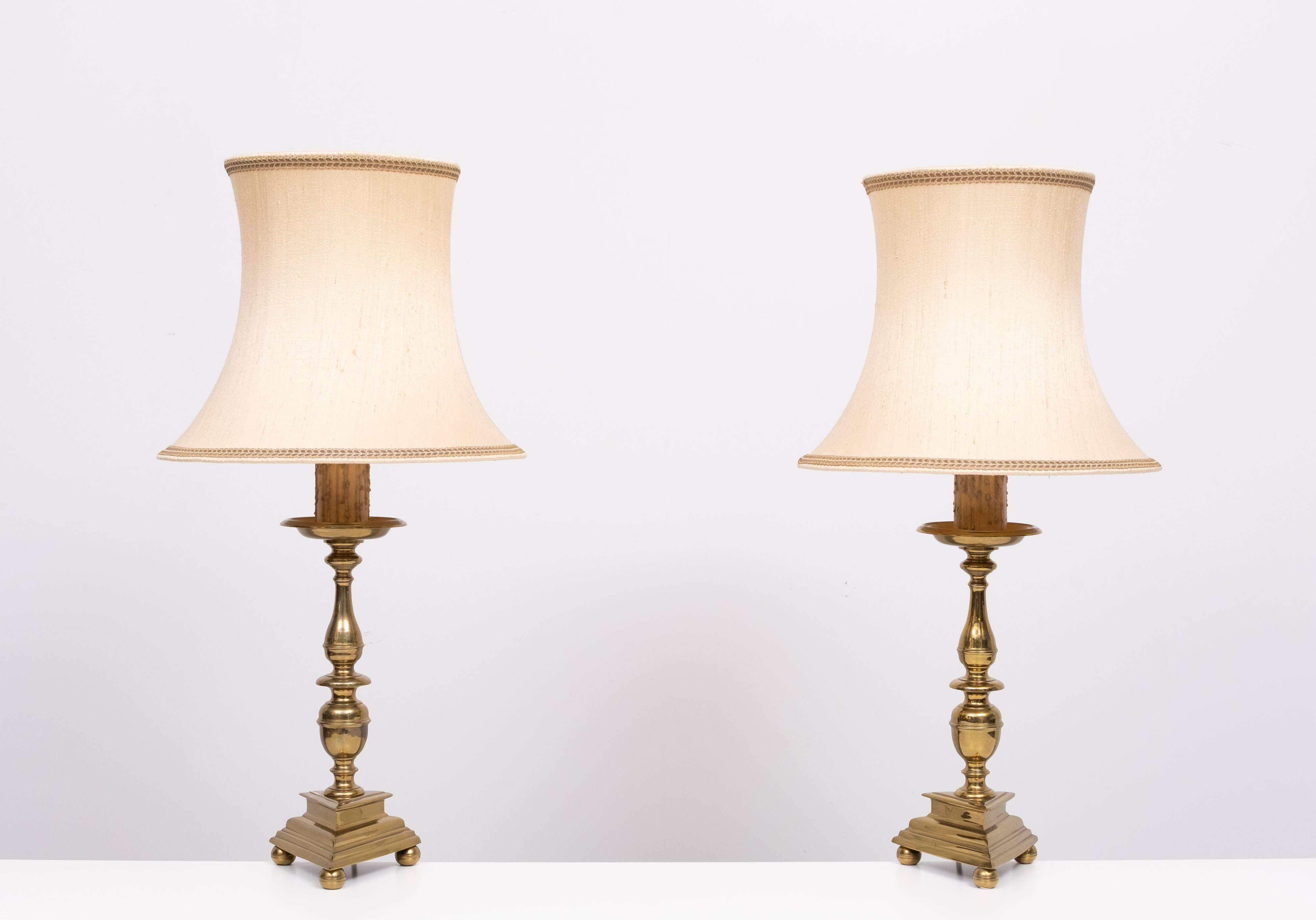 set solid Brass Gothic Revival Table Lamps 1950s