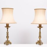 set solid Brass Gothic Revival Table Lamps 1950s