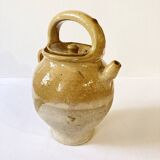 Antique Provençal jug / goat in yellow enamelled stoneware