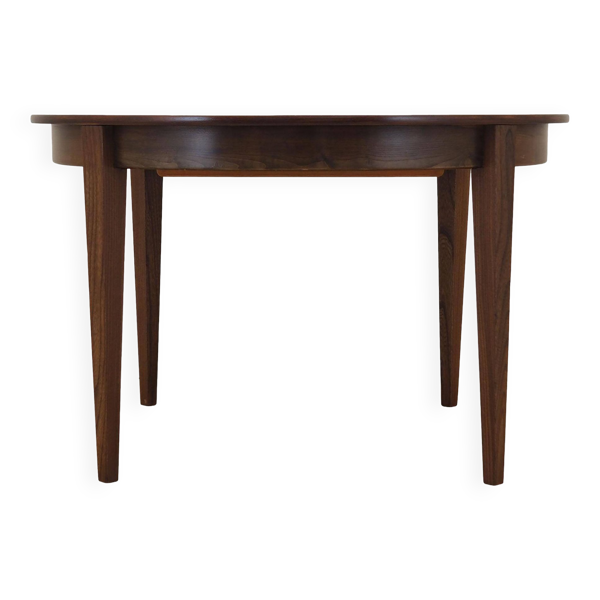 Table ronde en palissandre, design danois, années 1970, production : Danemark