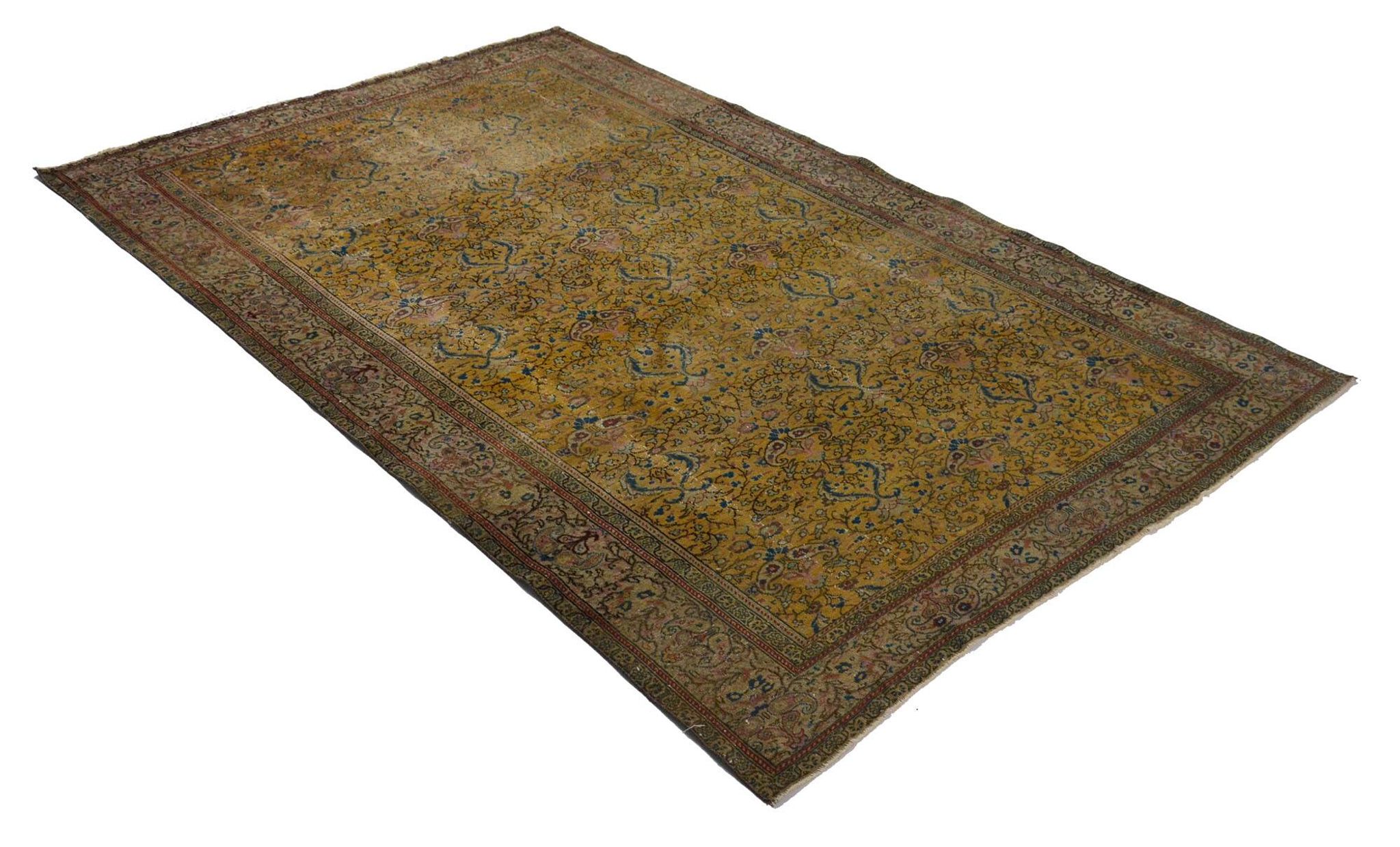 Vintage Turkish Anatolian Carpet 186x283 cm Floral Brown Blue