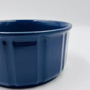 Vintage blue glazed ceramic gratin dish from the 1970s.