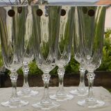 6 crystal champagne flutes from ARQUES. AUTEUIL model.