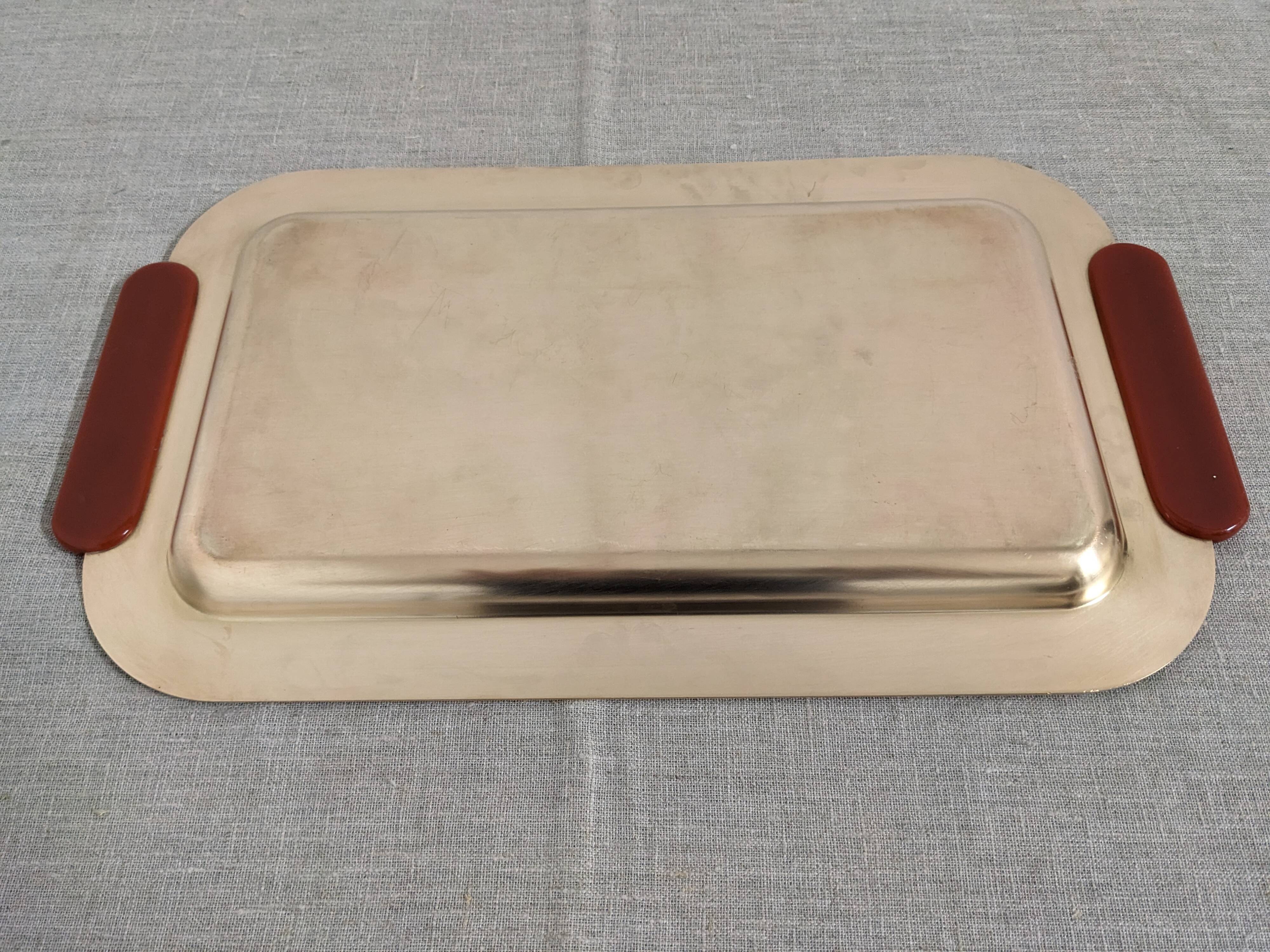 Brass and Bakelite trays and bowl by PM Italy circa 1970