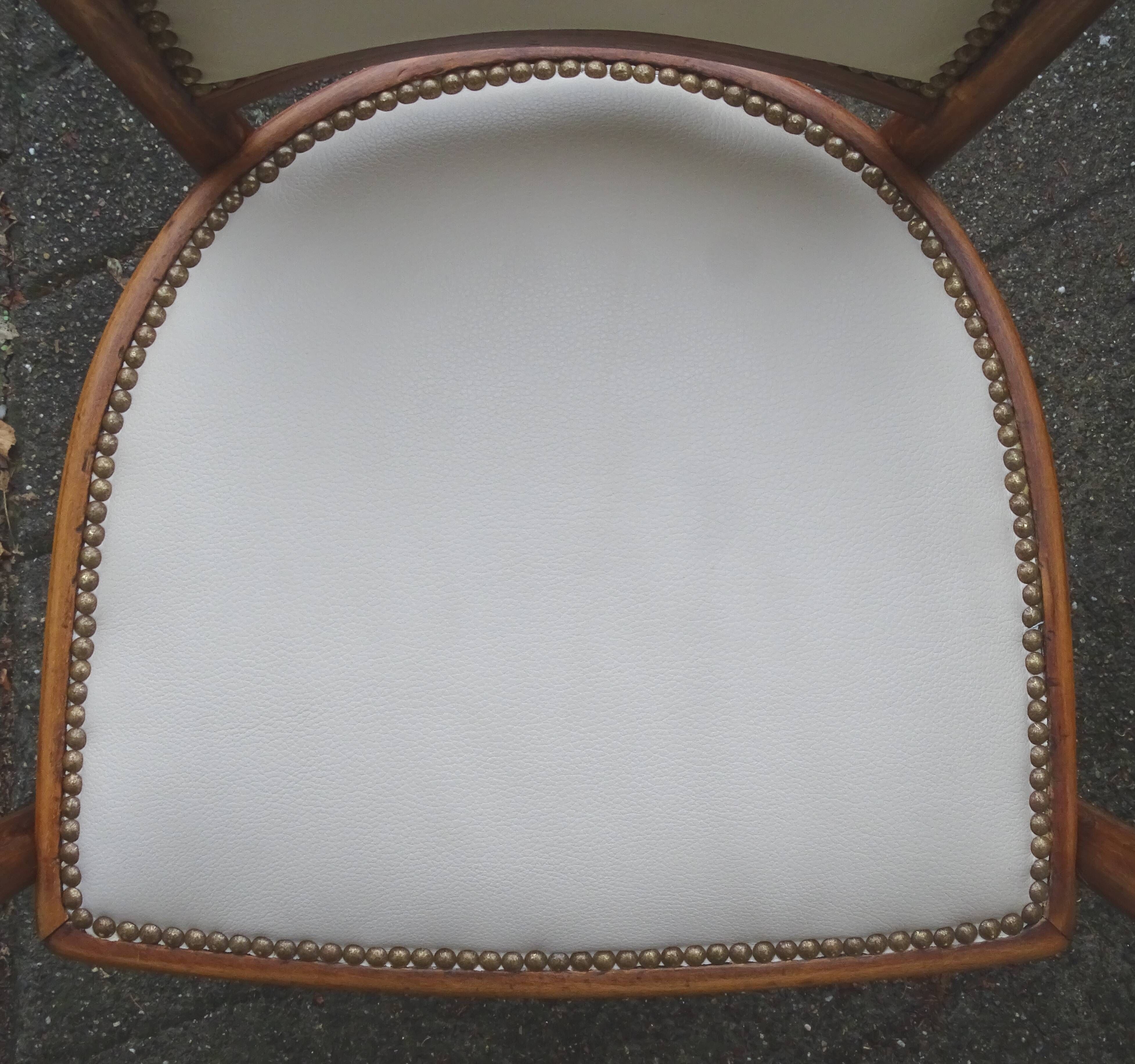 Two Art Deco Fischel armchairs upholstered in cream leather - 1925 - No Thonet