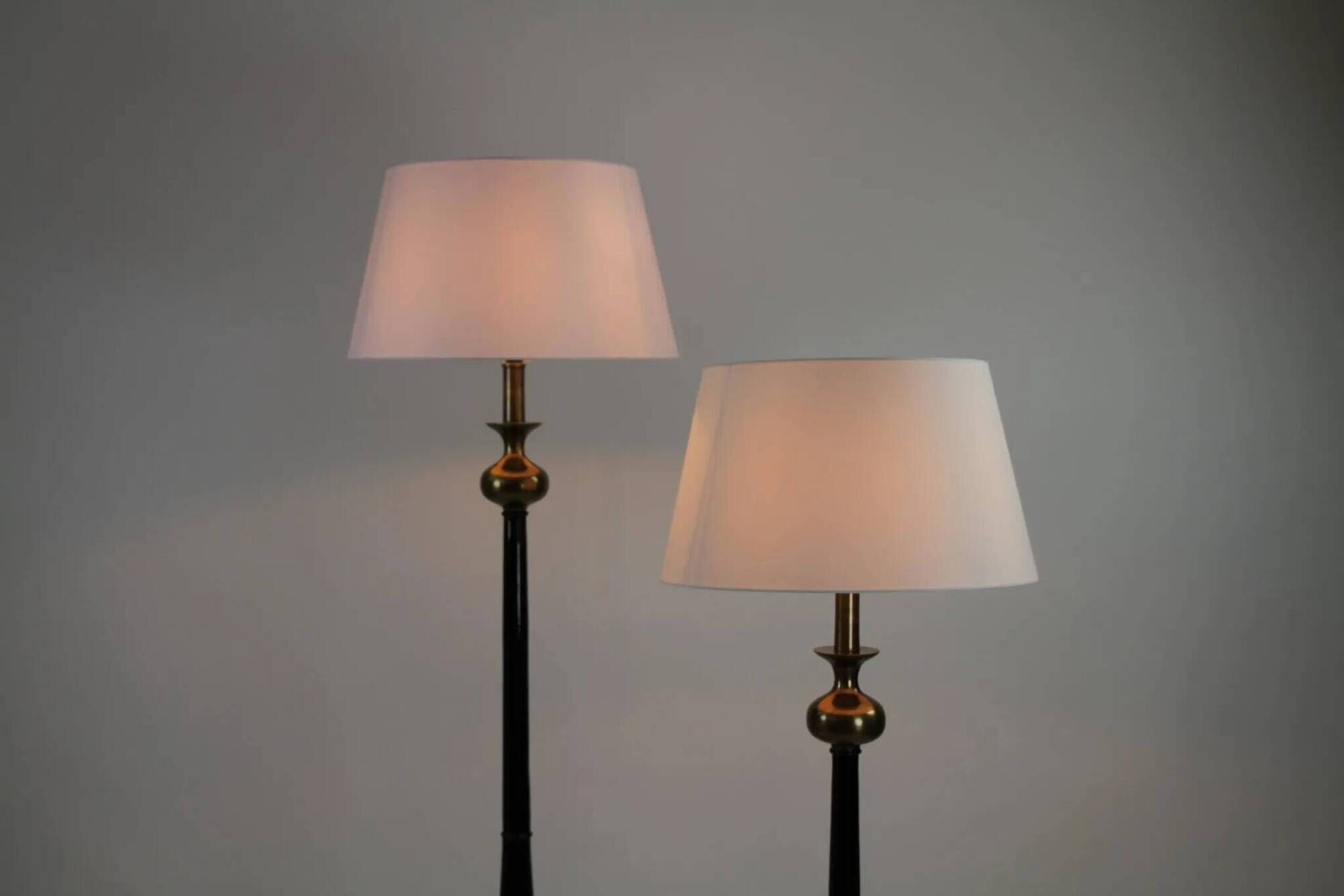 Pair of Floor Lamps in Black and Gold, The Netherlands — 1990s
