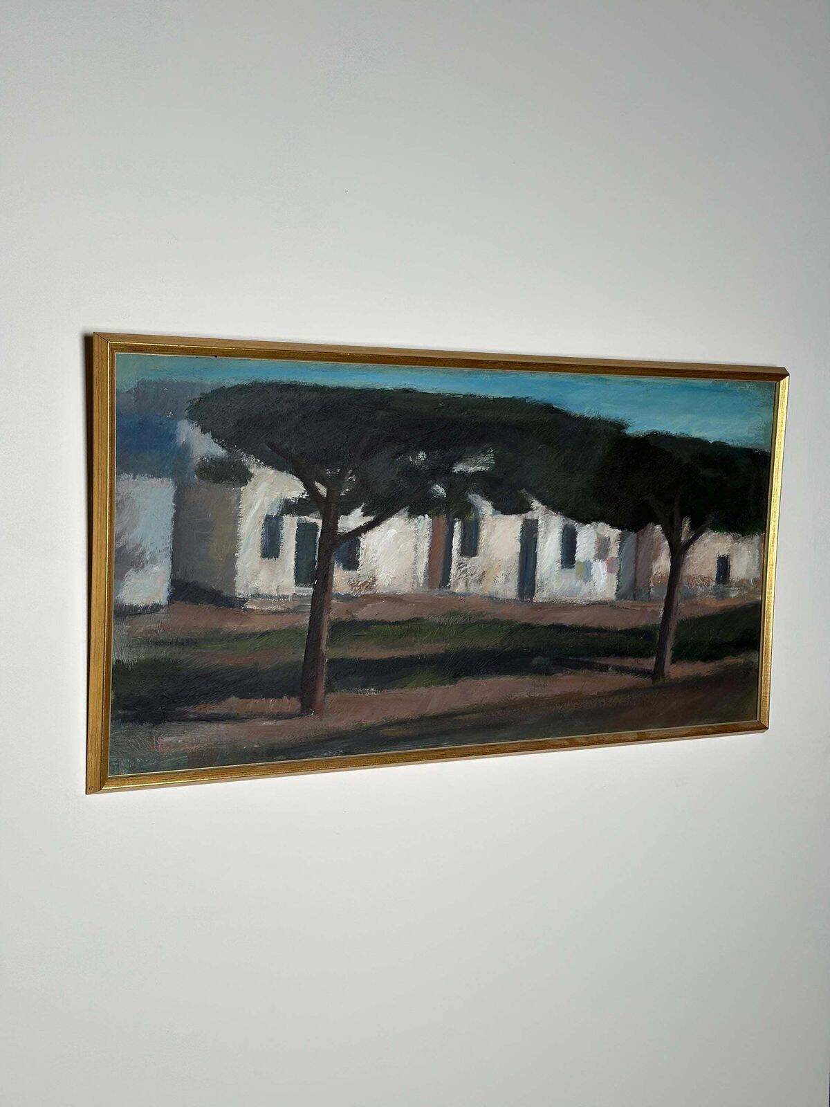 Huile sur toile suédoise du milieu du siècle – « Tunisie » par Helge Jean Ragnar